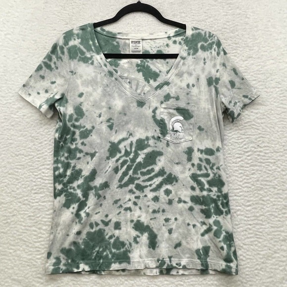 PINK Victoria's Secret Tops - PINK Shirt Womens Small Green Michigan State 5th And Ocean Spartans VS Athletic